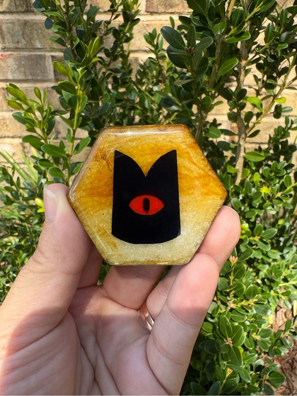 The Lamb Red Crown Cult of the Lamb Game Decorative Hexagon